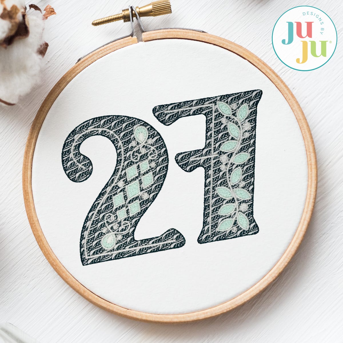 Flourish Bold Numbers Embroidery Font | Machine Embroidery Designs by JuJu