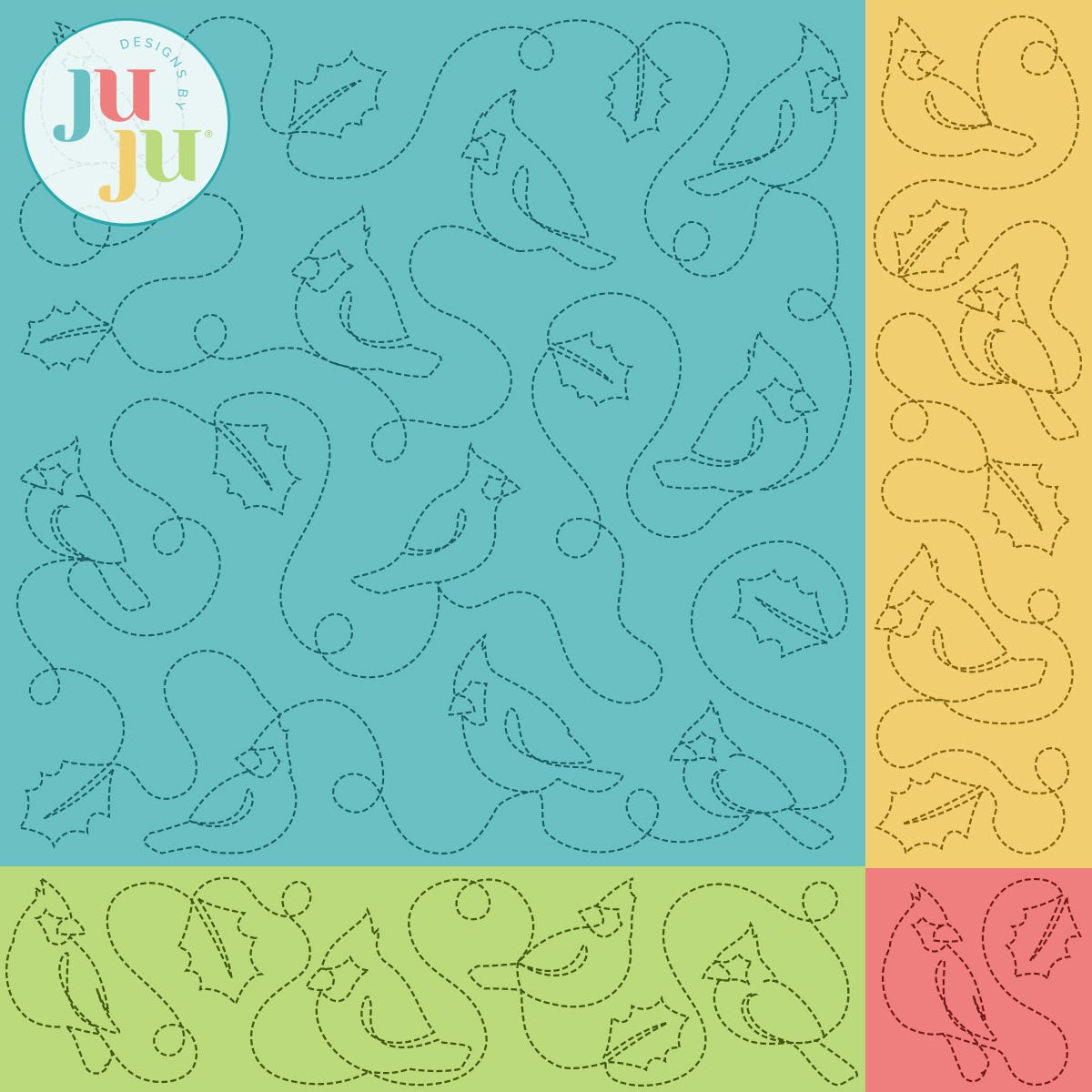 Cardinals Quilting Backdrops Design | Machine Embroidery Designs by JuJu