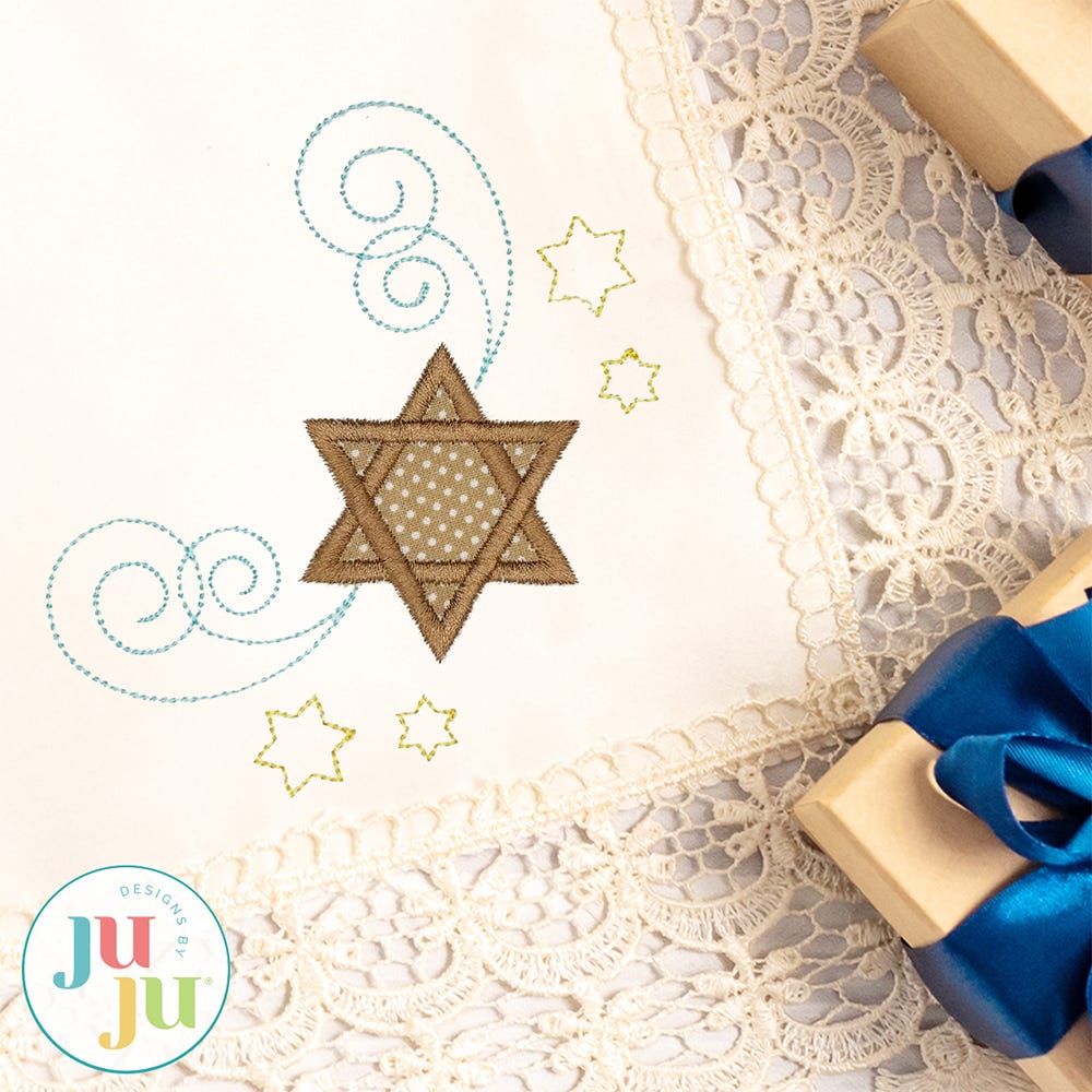 Hanukkah Corner Embroidery Design | Machine Embroidery Designs by JuJu
