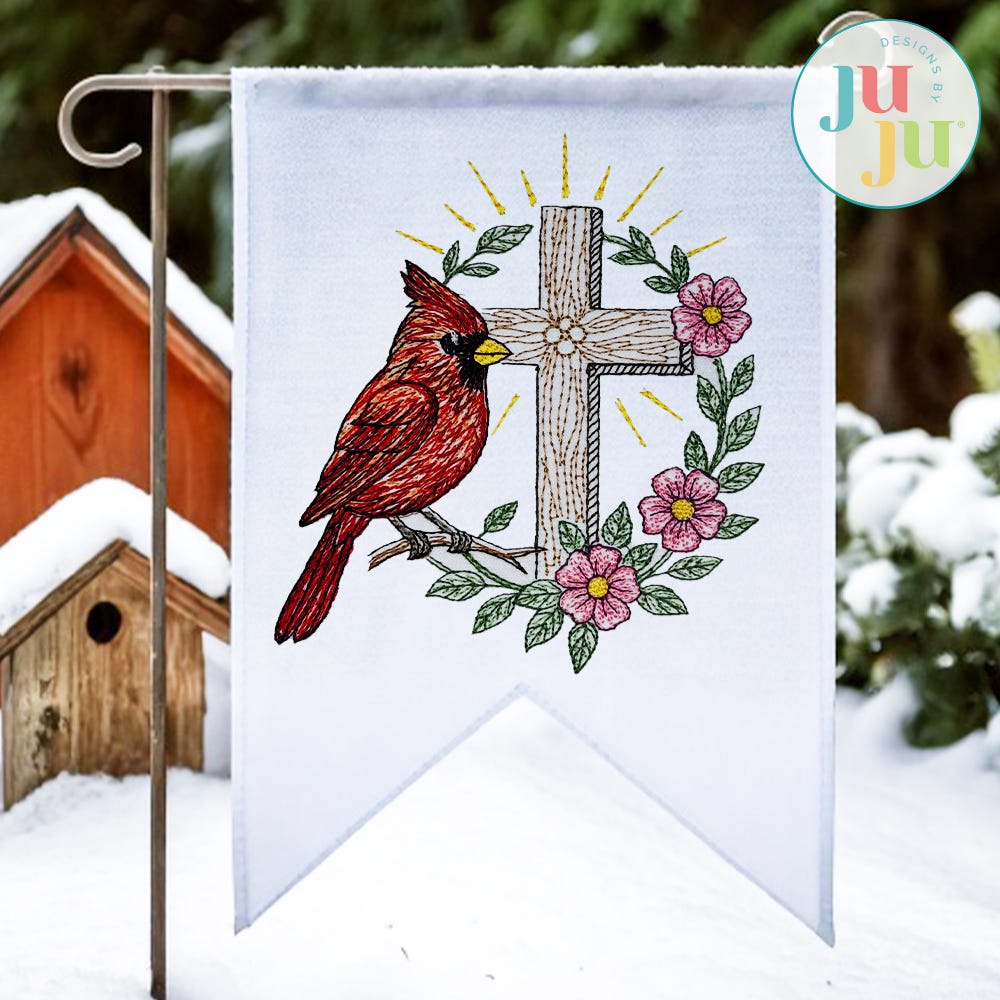 Elegant Cardinal 3 Embroidery Design | Machine Embroidery Designs by JuJu