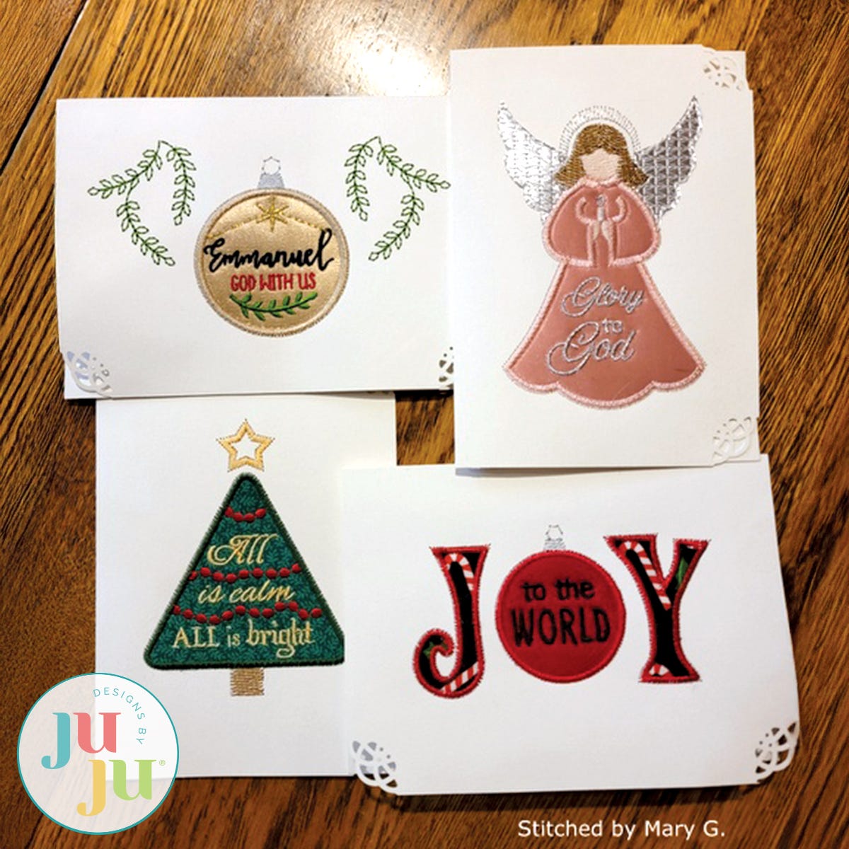 Inspirational Christmas Cards by Oma's Place | Machine Embroidery Designs by JuJu