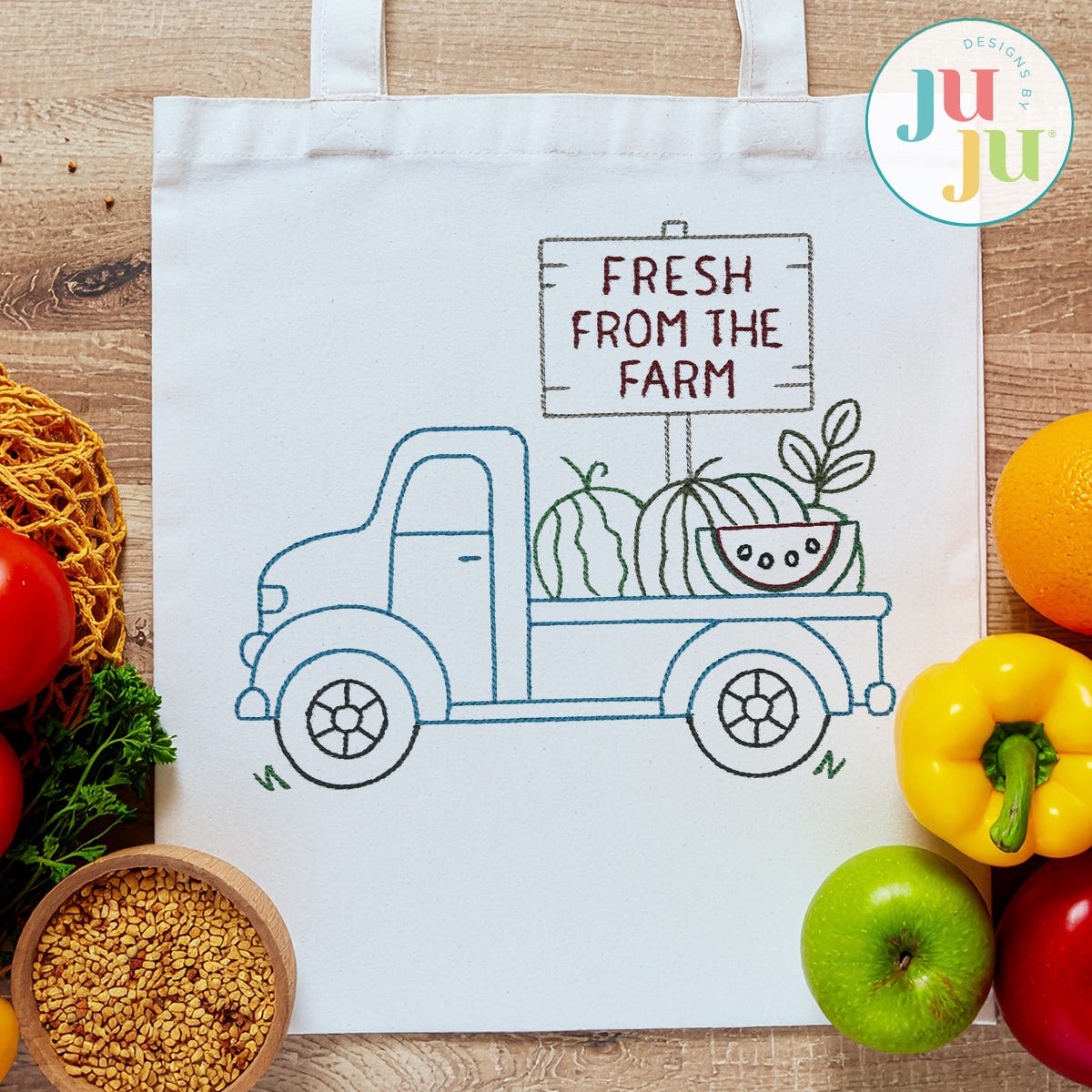Farmers Market Stands Embroidery Set 2 | Machine Embroidery Designs by JuJu