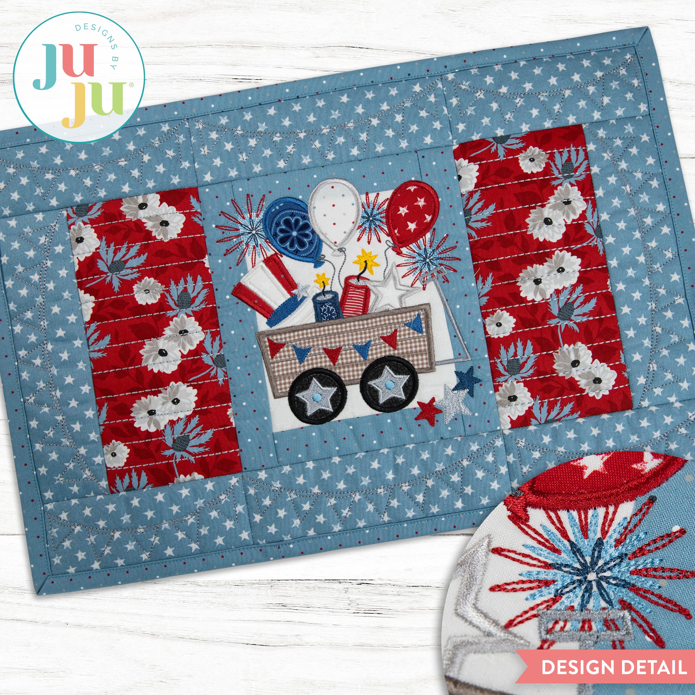 In The Hoop Modular Patriotic Placemat Project | Machine Embroidery Designs by JuJu