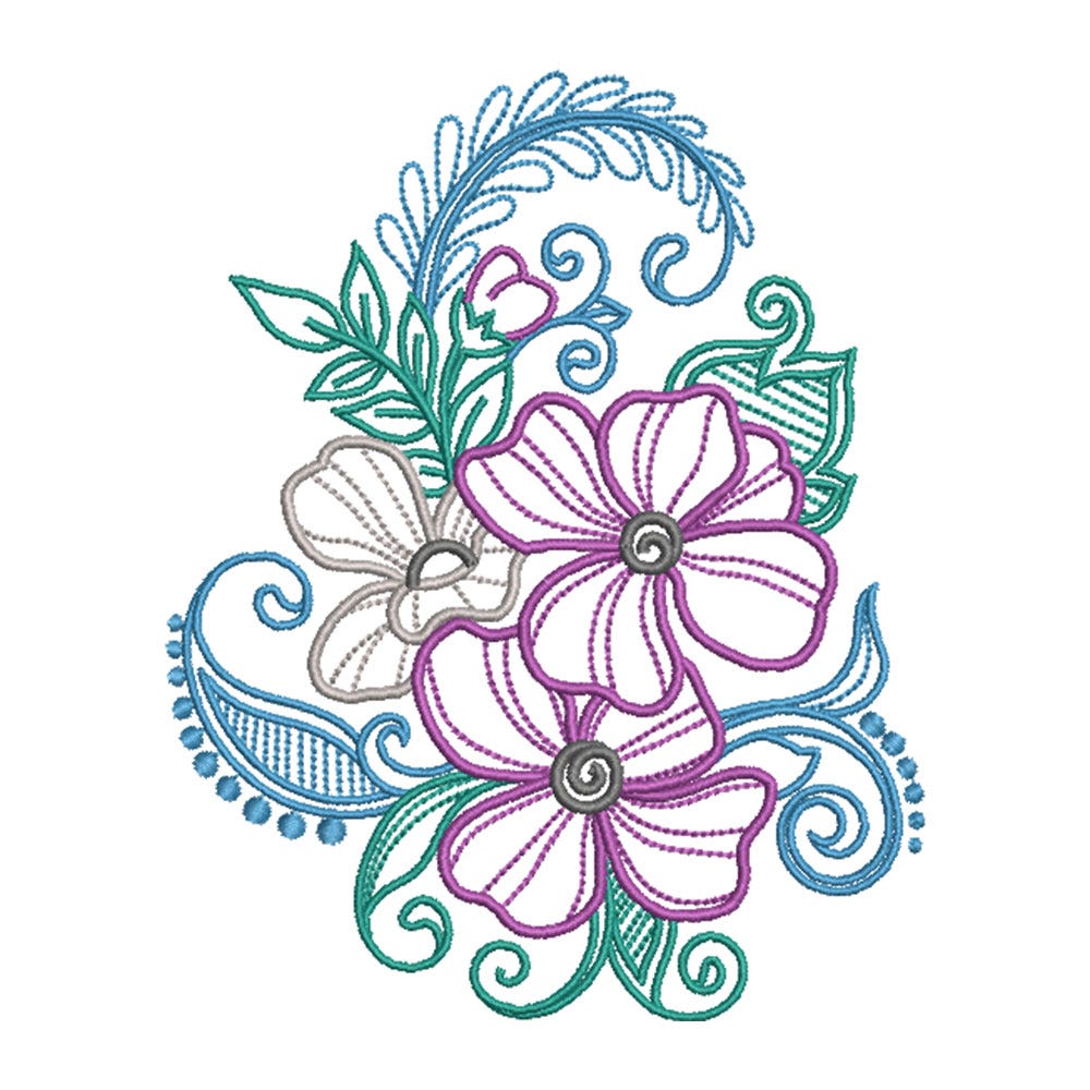 FREE Mehndi Floral Embroidery Design | Machine Embroidery Designs by JuJu