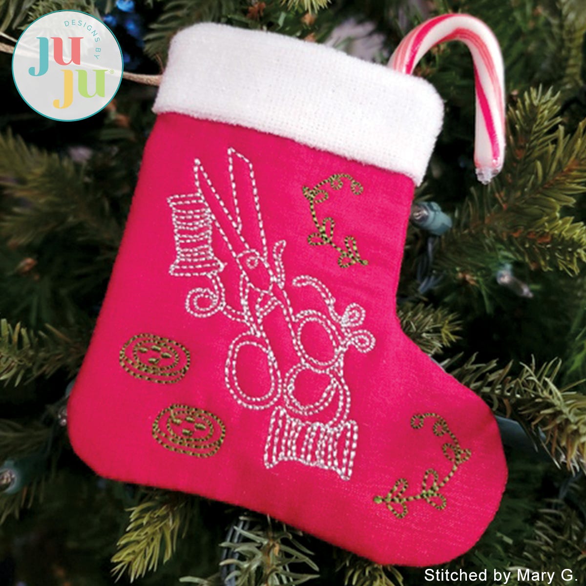 Sewing Themed Stockings by Oma's Place | Machine Embroidery Designs by JuJu