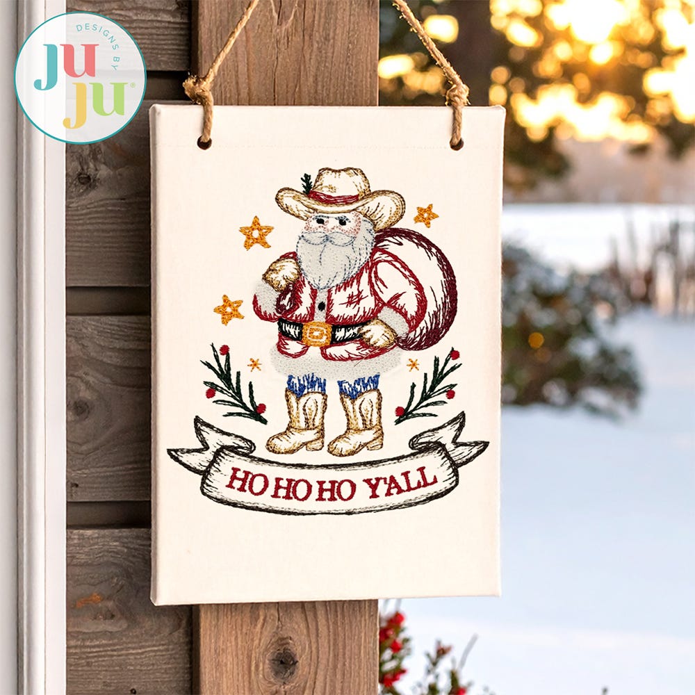 Country Western Christmas 2 Embroidery Set | Machine Embroidery Designs by JuJu