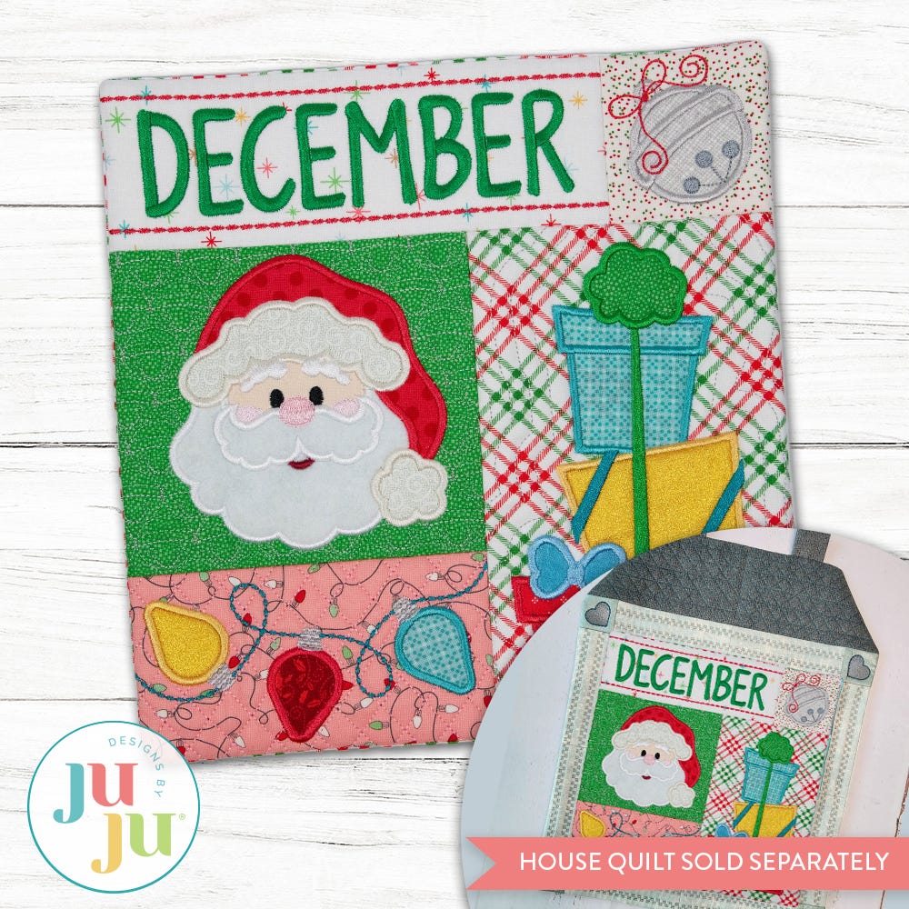 In The Hoop December Christmas Mini Sampler Quilt Project | Machine Embroidery Designs by JuJu