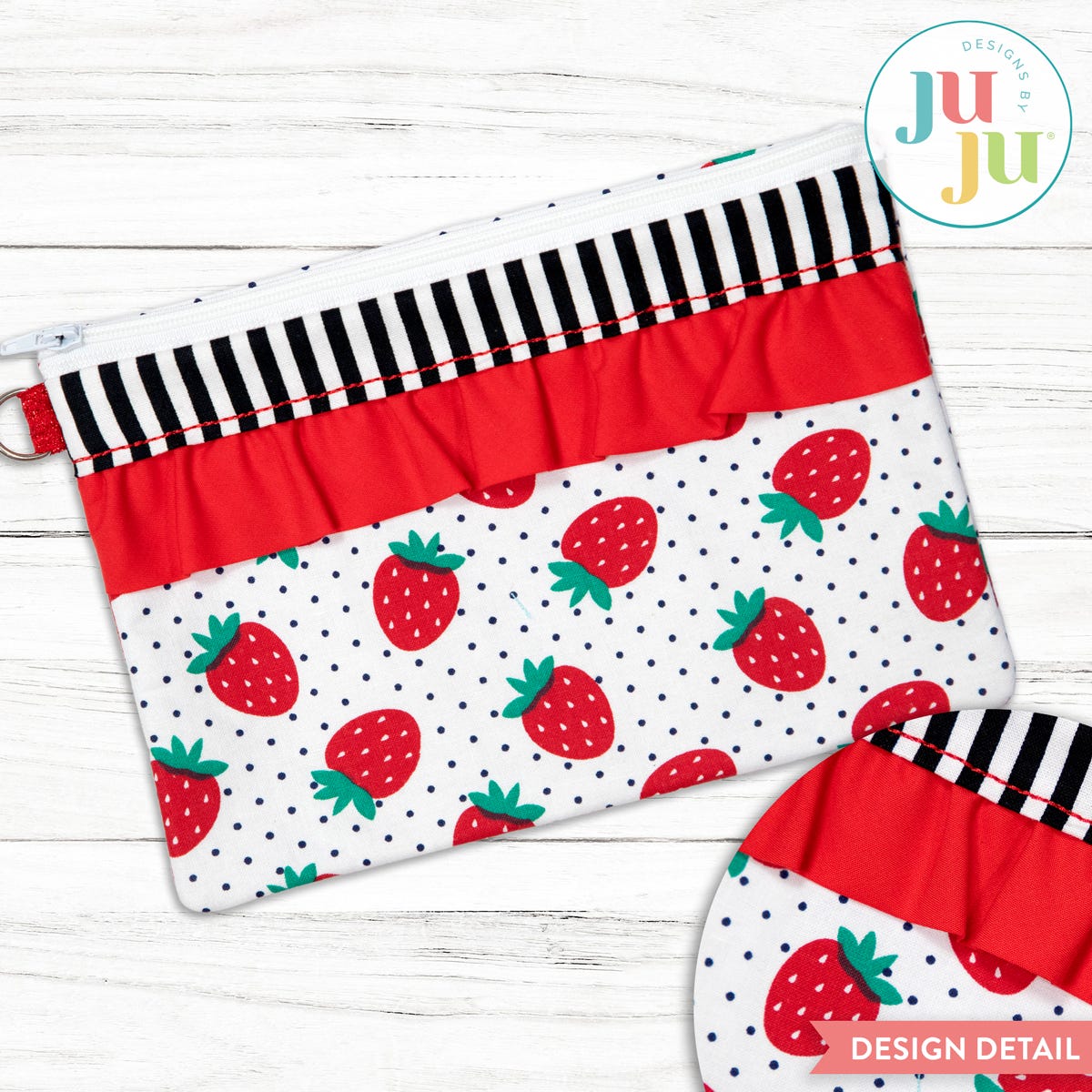 In the Hoop Ruffle Zipper Bag Project | Machine Embroidery Designs by JuJu