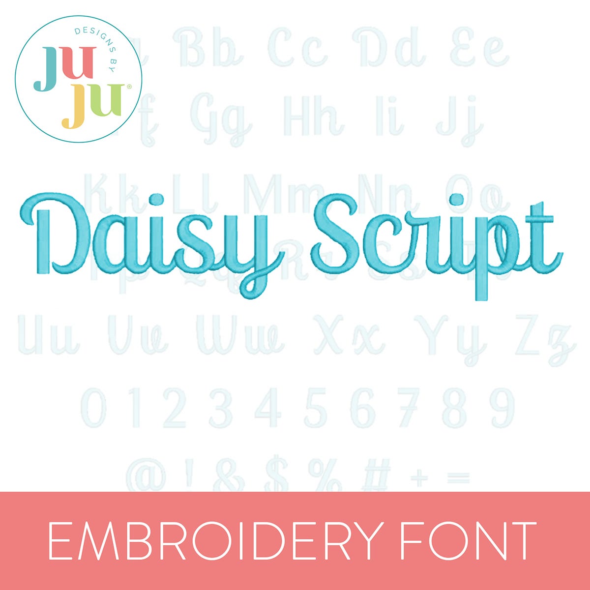 Daisy Script Satin Stitch Embroidery Font | Machine Embroidery Designs by JuJu