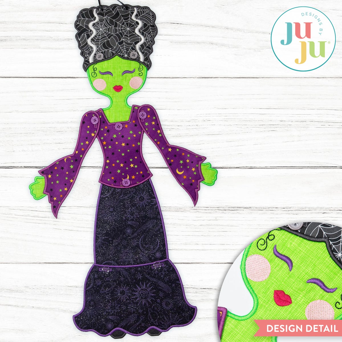 In The Hoop Bride of Frankie Wall Hanging Project | Machine Embroidery Designs by JuJu