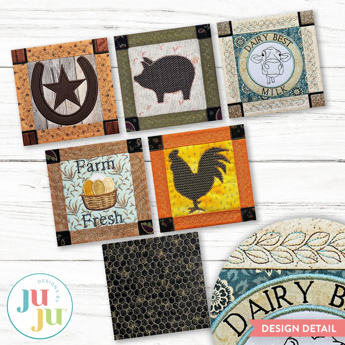 In The Hoop Farm Bonus Quilt Blocks Project | Machine Embroidery Designs by JuJu