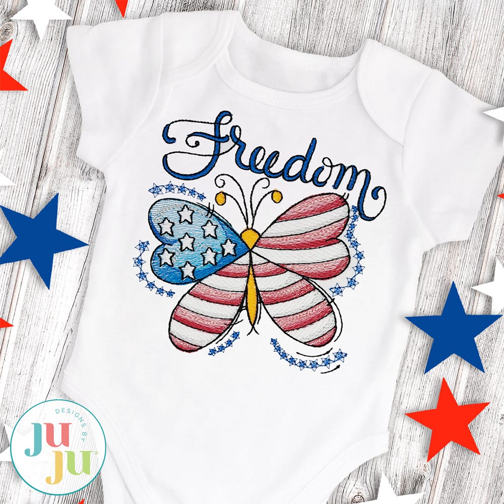 Free Freedom Butterfly Embroidery Design | Machine Embroidery Designs by JuJu