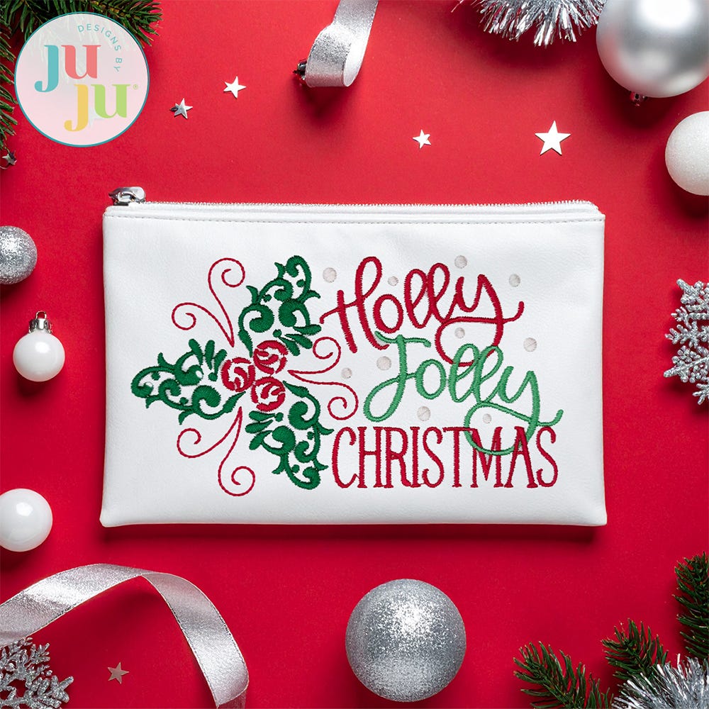 Elegant Swirl Holly Embroidery Design | Machine Embroidery Designs by JuJu