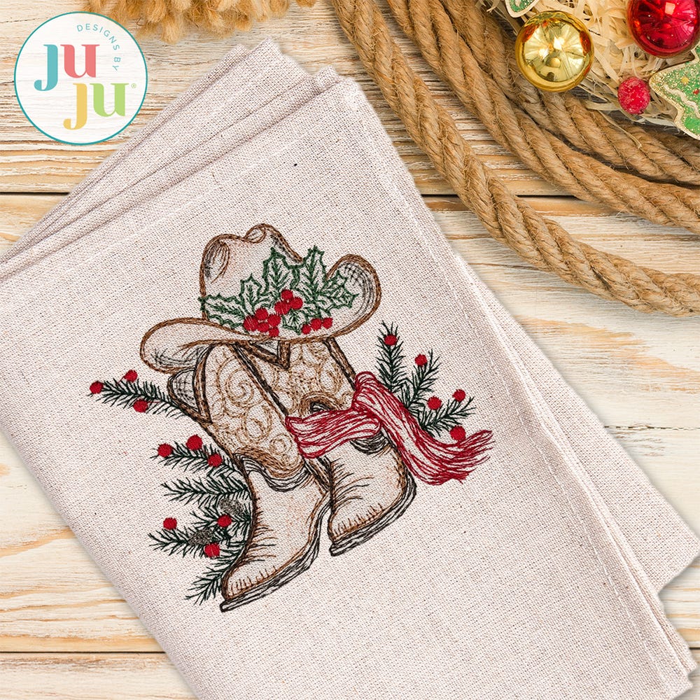 Country Western Christmas Embroidery Set | Machine Embroidery Designs by JuJu