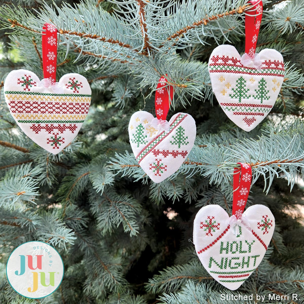                                                                 Cross Stitch Heart Ornaments by Oma's Place | Machine Embroidery Designs by JuJu
                            
                            