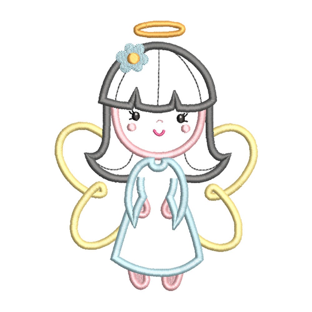 FREE Girl Angel Applique Embroidery Design | Machine Embroidery Designs by JuJu