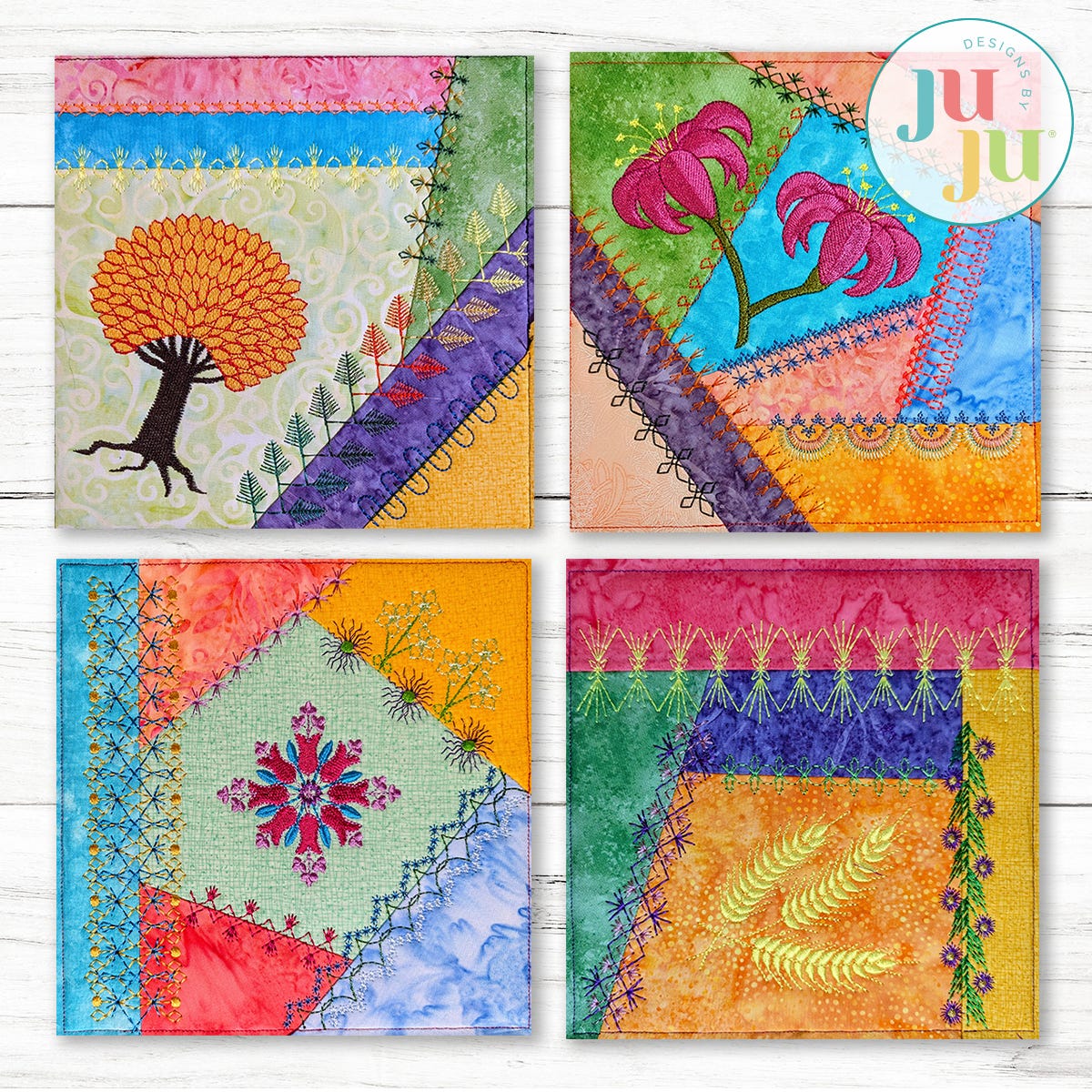 In The Hoop Crazy Patch Blocks Project Series 2 Set 3 | Machine Embroidery Designs by JuJu