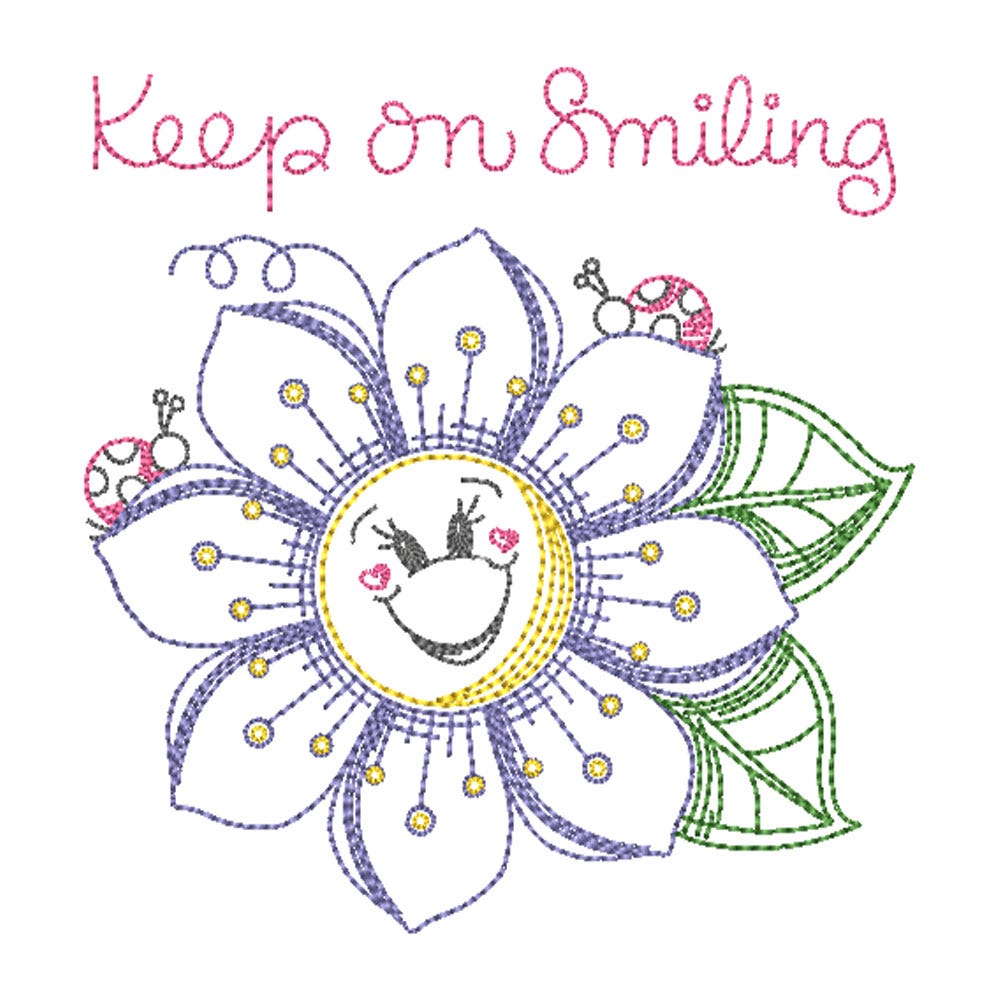 FREE Keep Smiling Embroidery Design | Machine Embroidery Designs by JuJu
