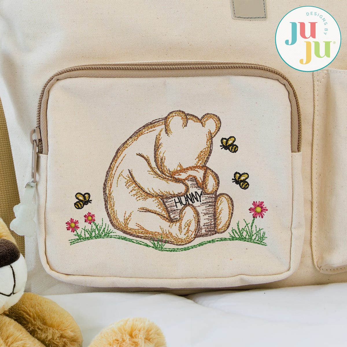 Watercolor Winnie-the-Pooh Honey  Embroidery Design | Machine Embroidery Designs by JuJu