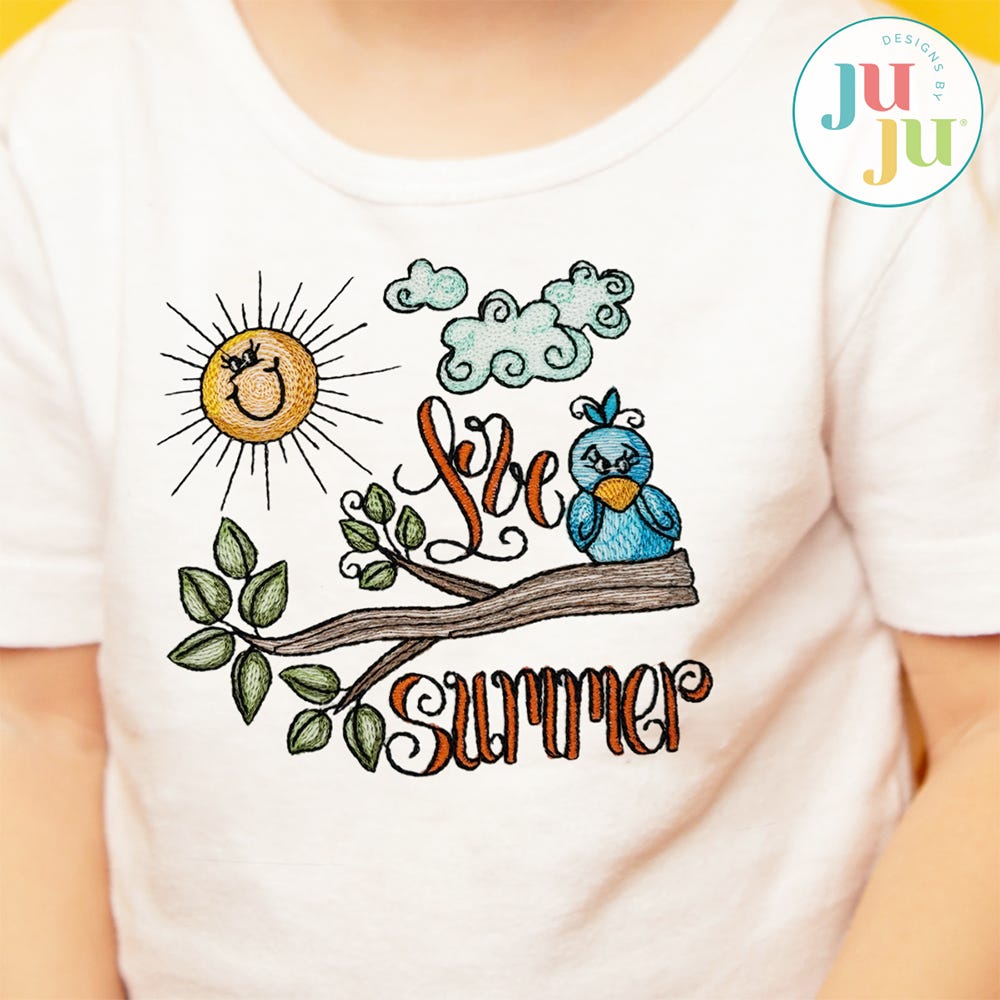 Love Summer Embroidery Design | Machine Embroidery Designs by JuJu
