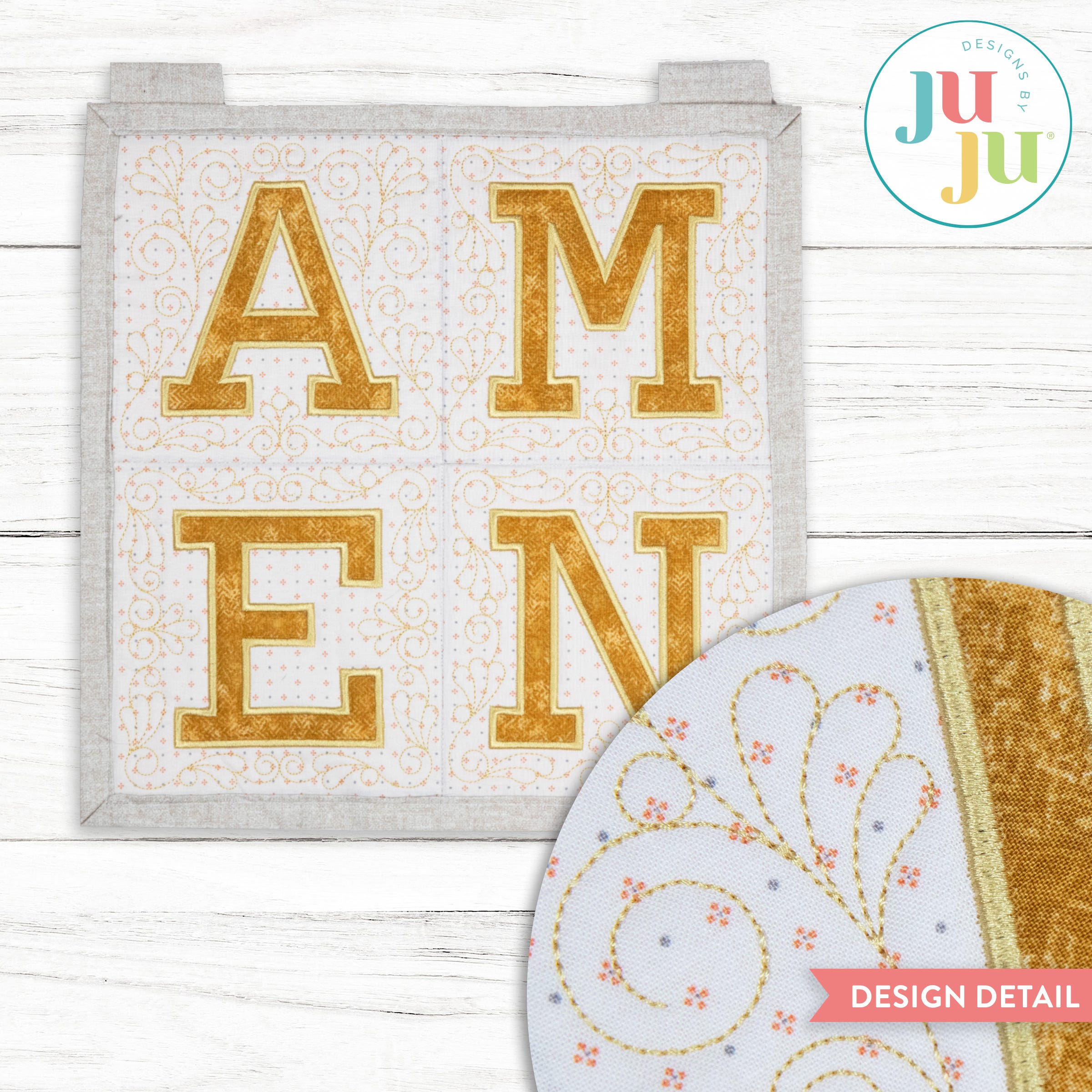 In The Hoop Amen Wall Hanging Project | Machine Embroidery Designs by JuJu