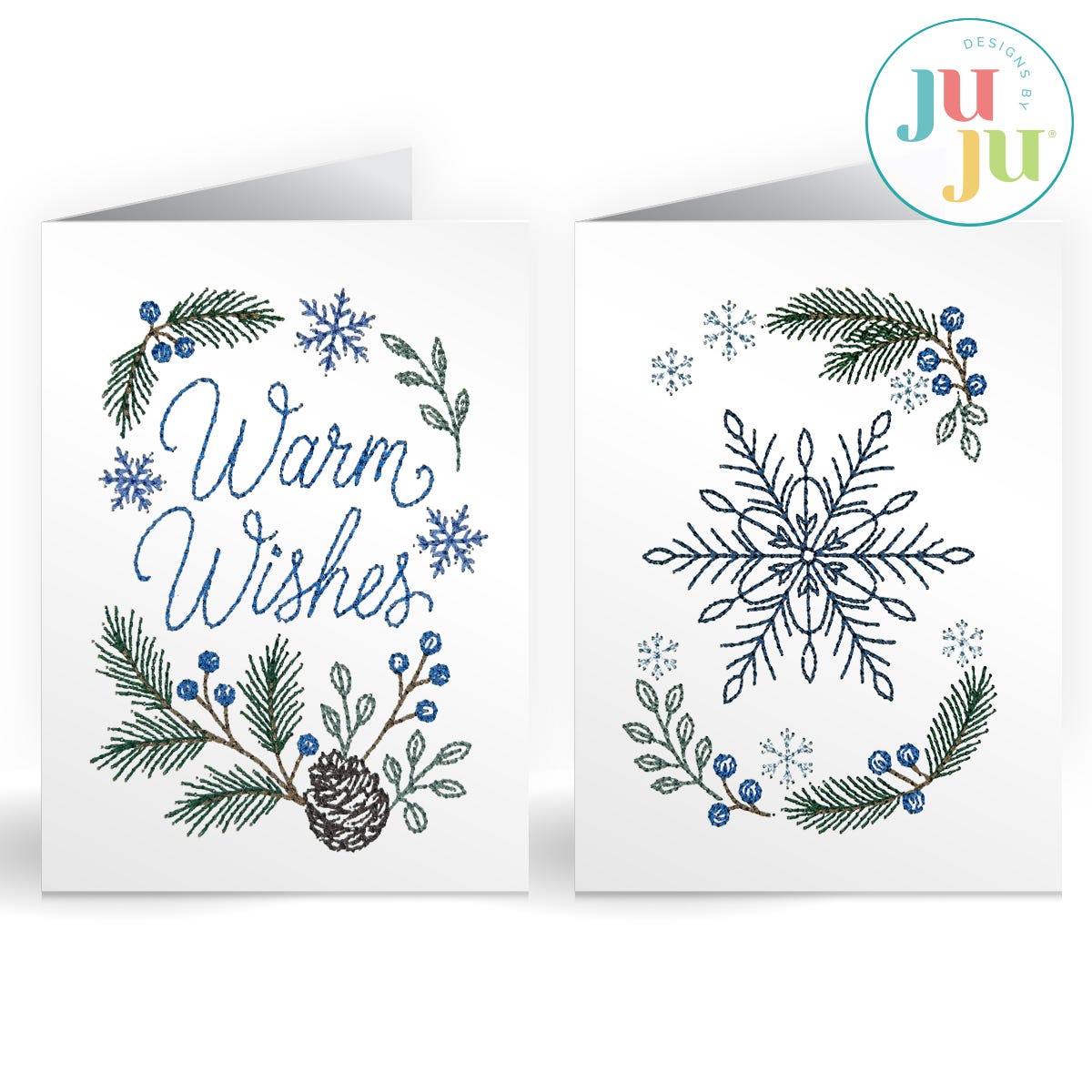 Winter Greeting Cards Embroidery Design Set 1 | Machine Embroidery Designs by JuJu