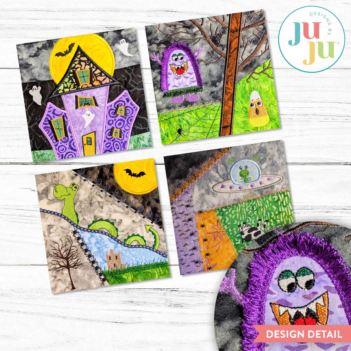 In The Hoop Spooky Crazy Patch Blocks Project Set 1 | Machine Embroidery Designs by JuJu