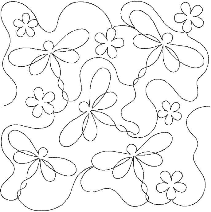 Dragonflies and Flowers End-to-End Quilting | Machine Embroidery Designs by JuJu
