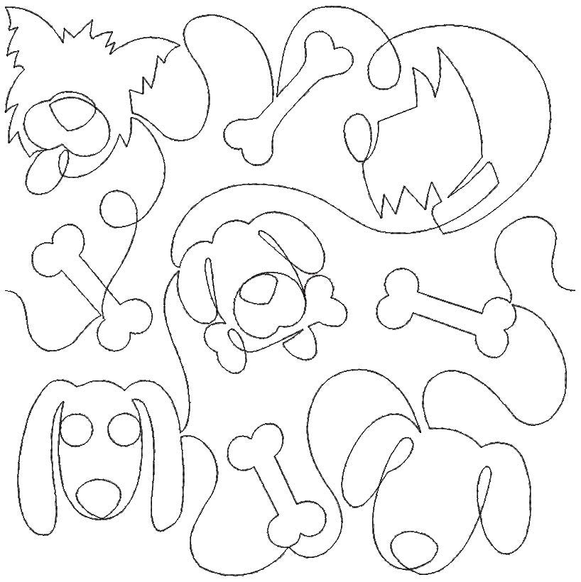Puppy Faces Bones End to End Quilting Design | Machine Embroidery Designs by JuJu