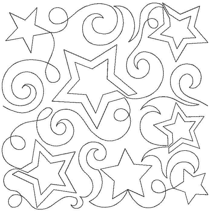Stars and Swirls End to End Quilting Design | Machine Embroidery Designs by JuJu