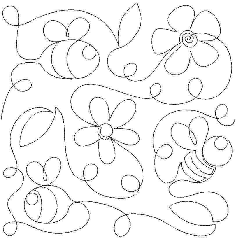 More Bees and Flowers End-to-End Quilting Embroidery Design | Machine Embroidery Designs by JuJu