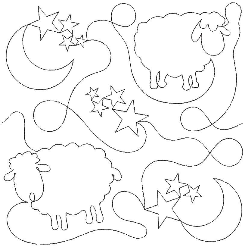 Sheep Moon Stars End-to-End Quilting Design | Machine Embroidery Designs by JuJu
