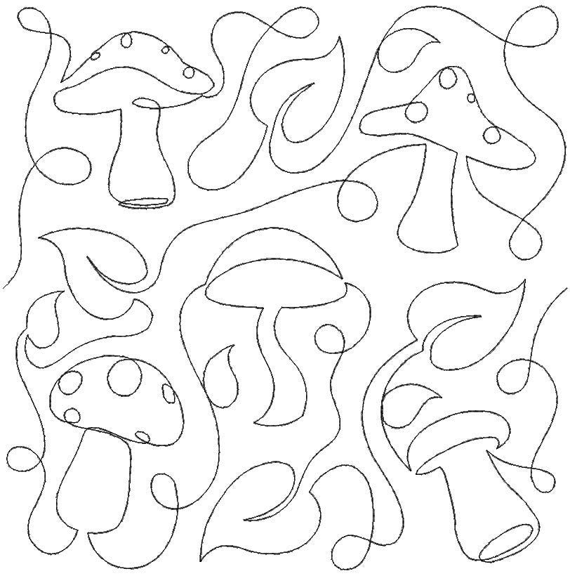 Mushrooms End-to-End Quilting Design | Machine Embroidery Designs by JuJu