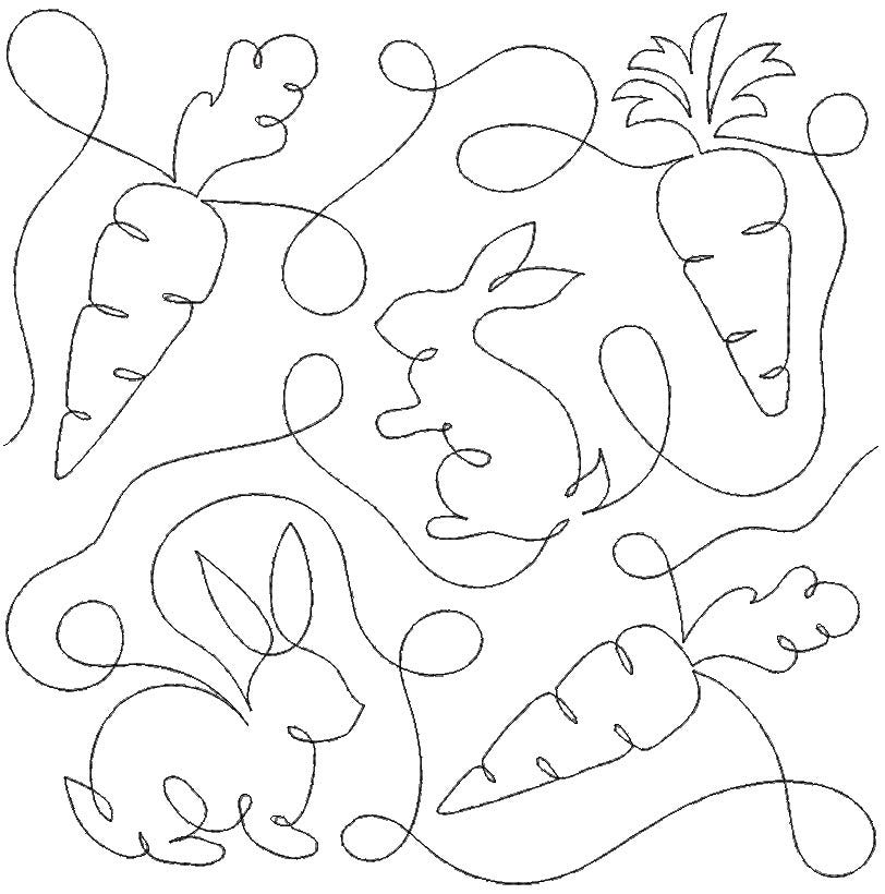 Bunnies And Carrots End-to-End Quilting Design | Machine Embroidery Designs by JuJu