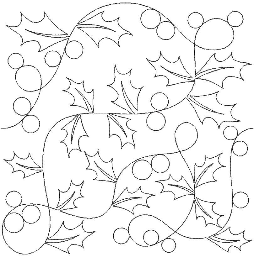 Holly Leaves and Berries End-to-End Quilting Design | Machine Embroidery Designs by JuJu