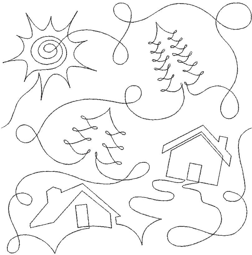 Cabin Trees Woods End-to-End Quilting Design | Machine Embroidery Designs by JuJu