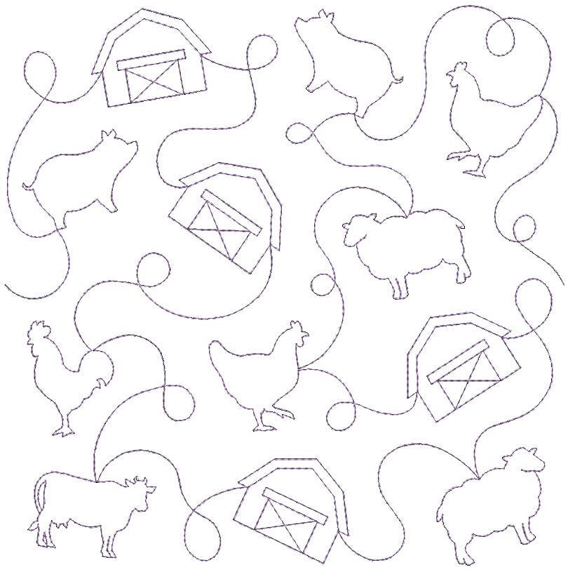 Farmhouse End-to-End Quilting Design | Machine Embroidery Designs by JuJu