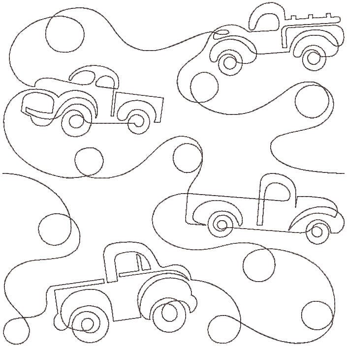 Pickup Trucks End-to-End Quilting | Machine Embroidery Designs by JuJu