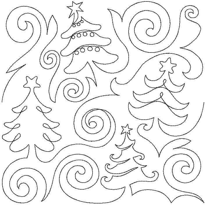 Swirly Christmas Trees End-to-End Quilting | Machine Embroidery Designs by JuJu