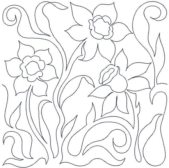 Daffodils End-to-End Quilting | Machine Embroidery Designs by JuJu