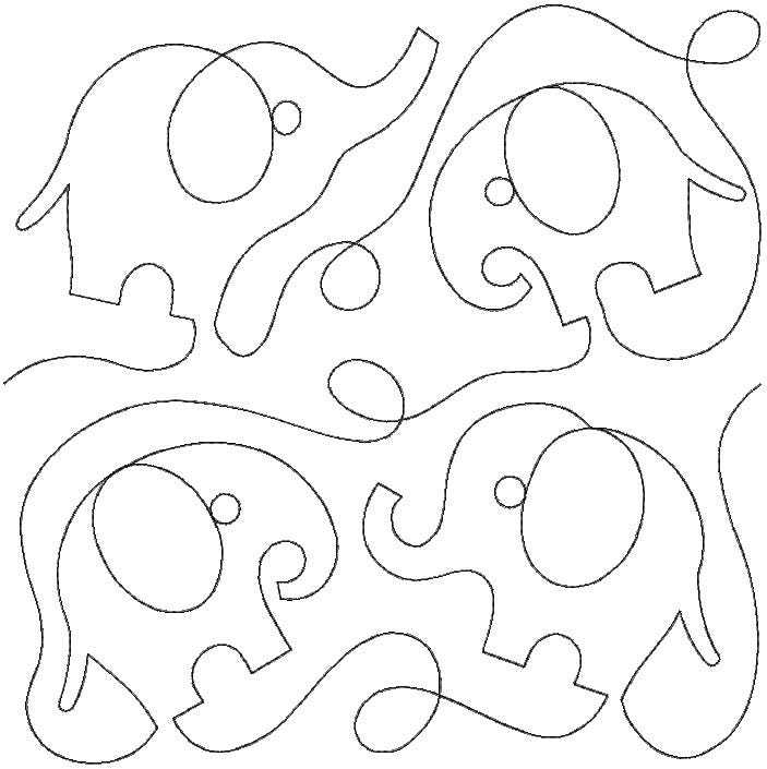 Elephants End-to-End Quilting | Machine Embroidery Designs by JuJu