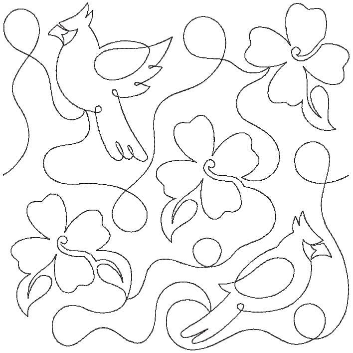 Cardinal Dogwood End-to-End Quilting | Machine Embroidery Designs by JuJu