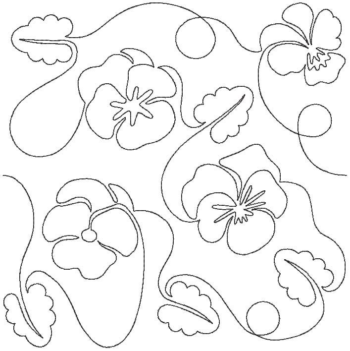 Pansy and Leaves End-to-End Quilting | Machine Embroidery Designs by JuJu