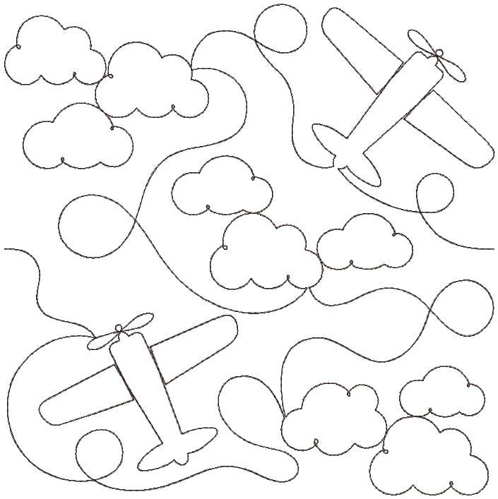 Airplanes End-to-End Quilting | Machine Embroidery Designs by JuJu