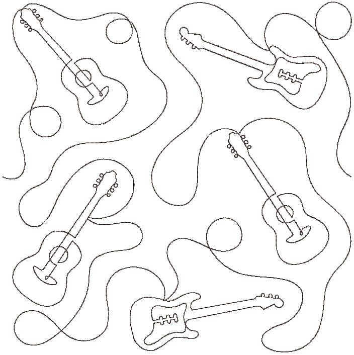 Guitars End-to-End Quilting | Machine Embroidery Designs by JuJu
