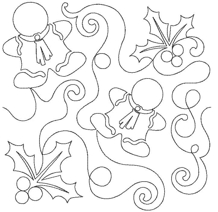Holly Gingerbread End-to-End Quilting | Machine Embroidery Designs by JuJu