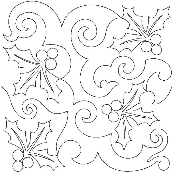 Christmas Holly Swirls End-to-End Quilting | Machine Embroidery Designs by JuJu
