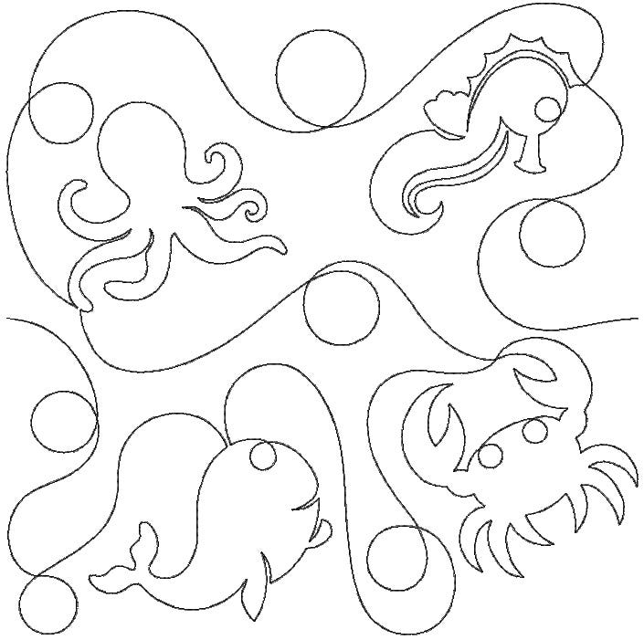 Ocean Creatures 1 End-to-End Quilting | Machine Embroidery Designs by JuJu