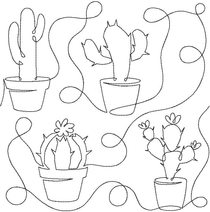 Cactus 1 End-to-End Quilting | Machine Embroidery Designs by JuJu
