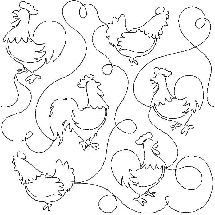 Chickens End-to-End Quilting | Machine Embroidery Designs by JuJu